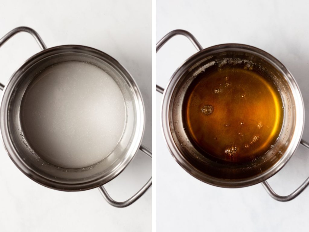 how to make caramel for apple roses with puff pastry