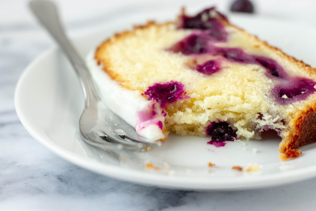 blueberry lemon pound cake with icing 