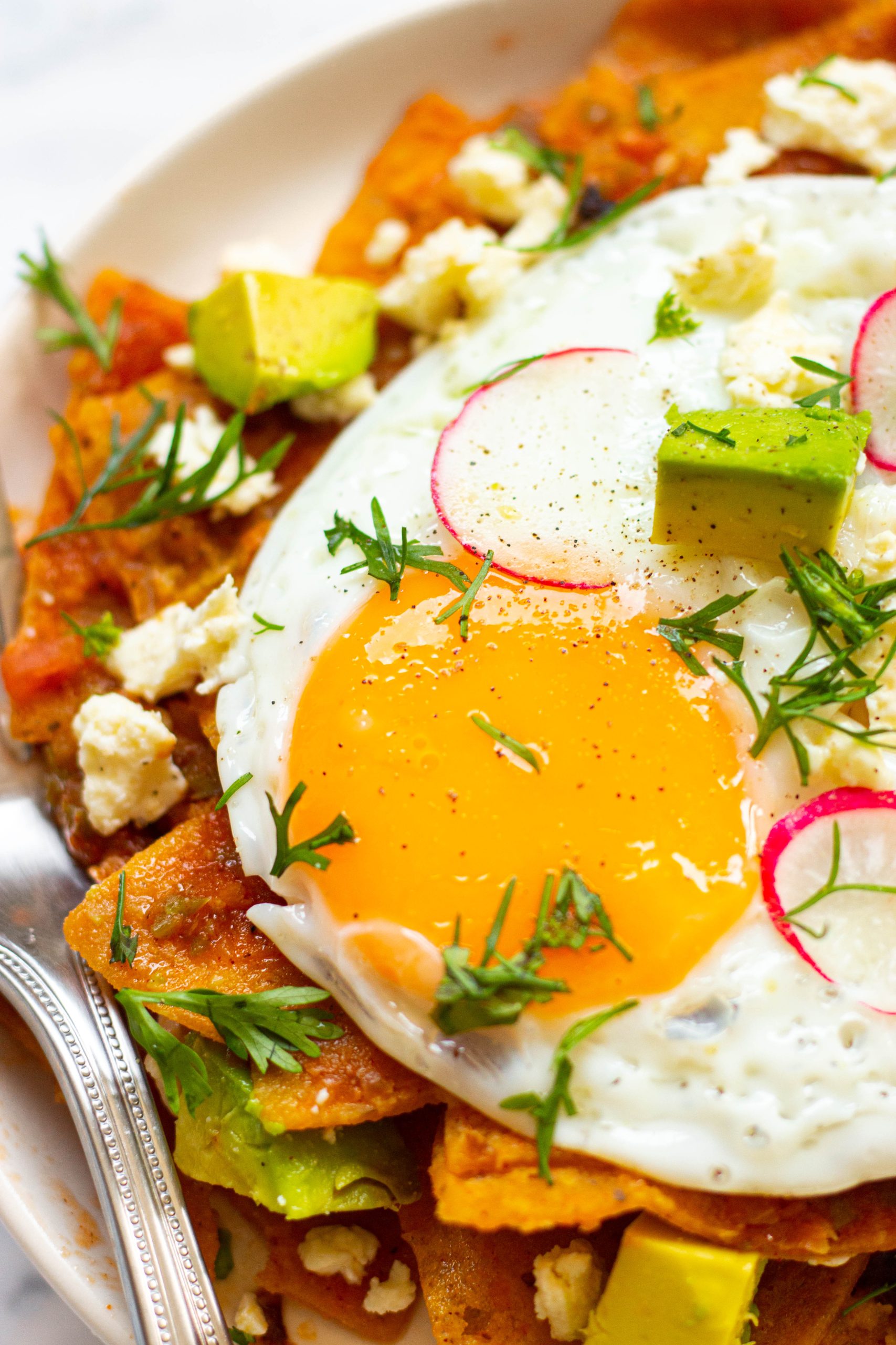 chilaquiles rojos recipe close up