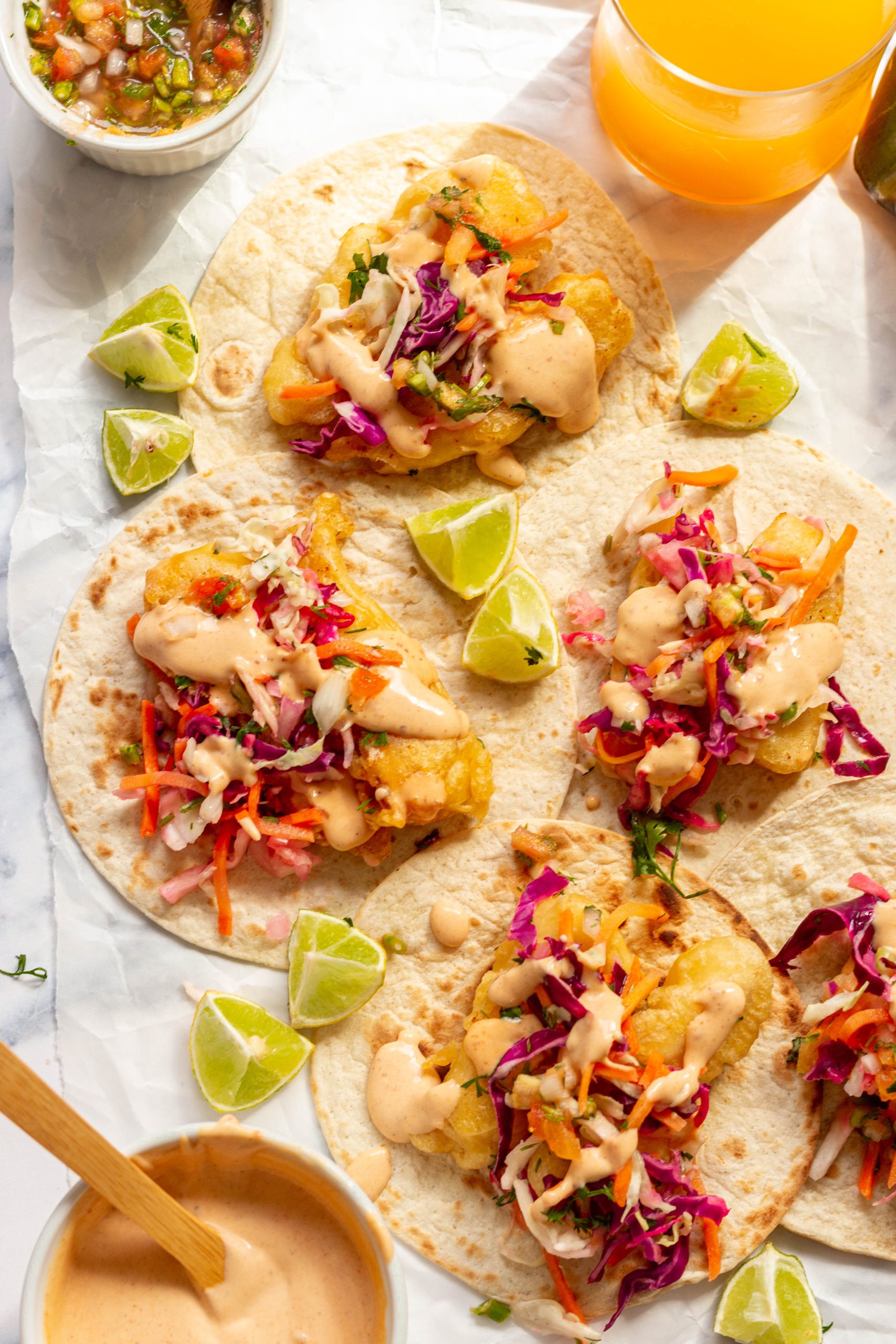 fried fish tacos with tilapia