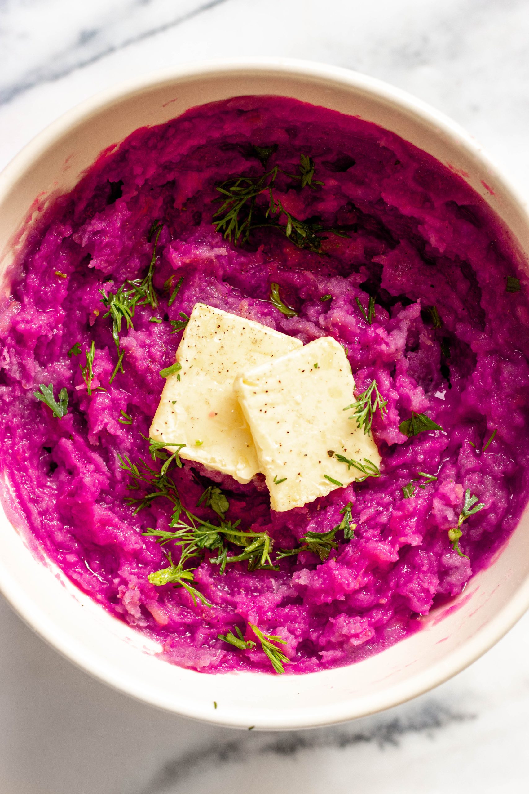 mashed purple sweet potato